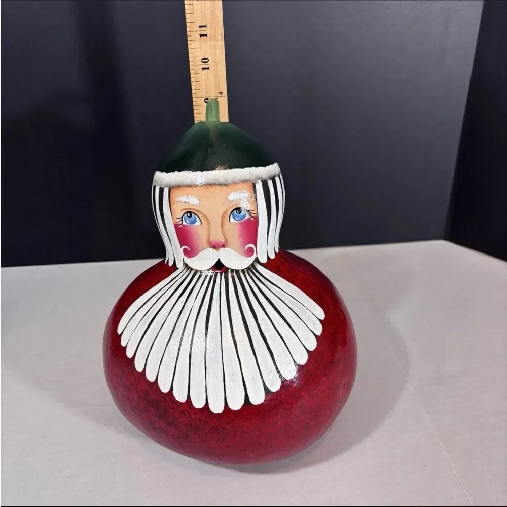 1993 Hand Painted Christmas Santa Gourd Holiday Decor